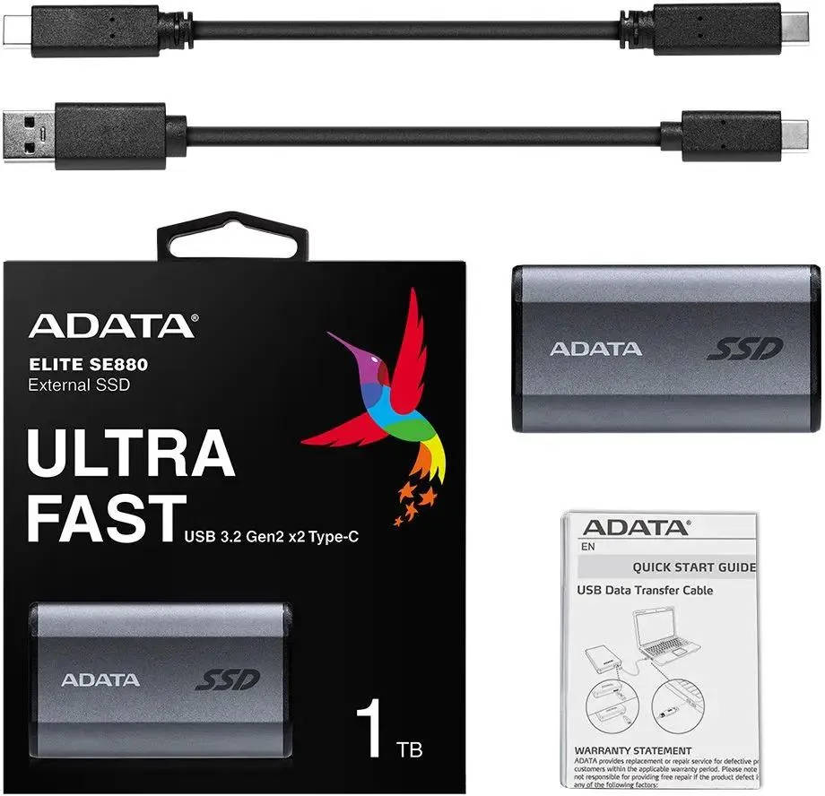 картинка SSD внешний 1Тб A-DATA External SE880 Portable USB Type-C Gray (AELI-SE880-1TCGY) от магазина КомпьютерЦентр