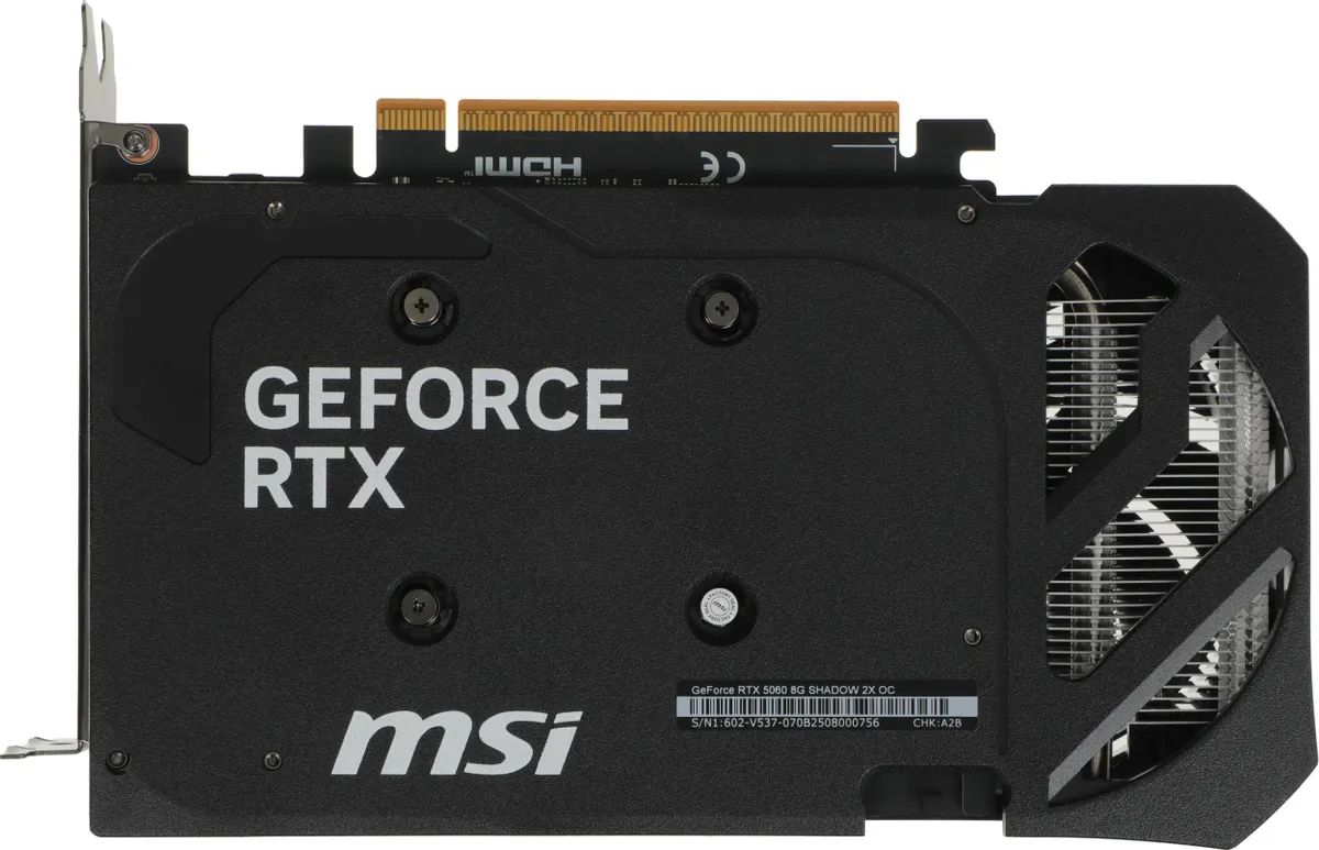 картинка Видеокарта 8Gb GDDR7 GeForce RTX 5060 MSI SHADOW 2X OC; PCI-E 5.0; 128 bit; 2527/ 28000; DPх3, HDMIх1; 2 FAN (RTX 5060 8G SHADOW 2X OC) от магазина КомпьютерЦентр