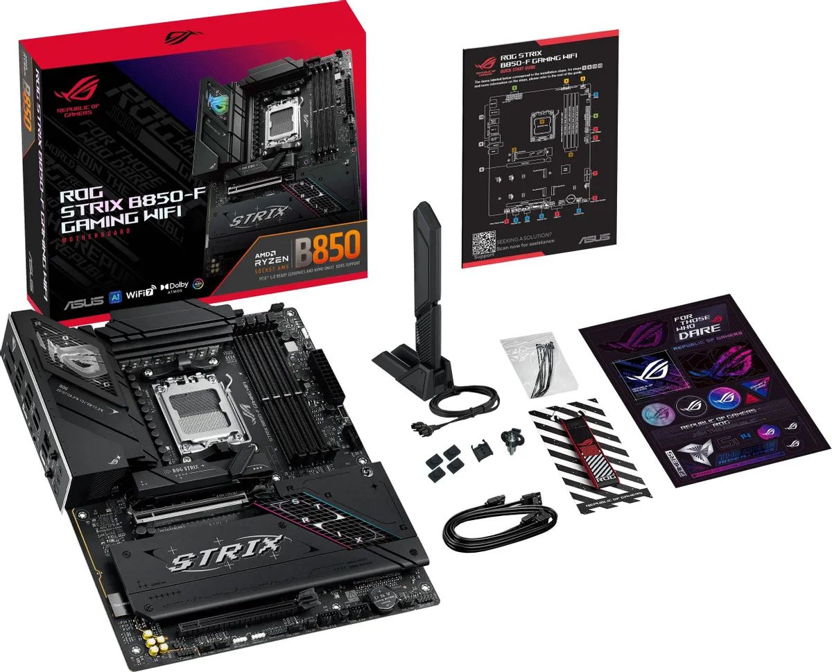 картинка Материнская плата ASUS ROG STRIX B850-F GAMING WIFI, AM5, ATX от магазина КомпьютерЦентр