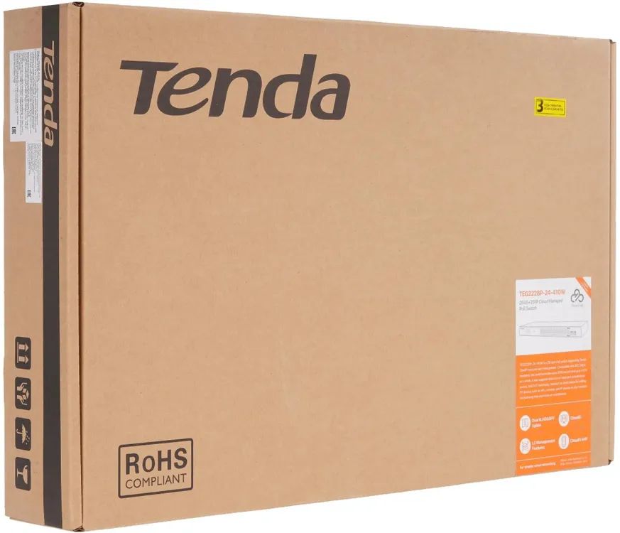 картинка Switch PoE с облачным управлением Tenda TEG2228P-24-410W POE, 26x1 Гбит/ с, POE 24x30 Вт (до 370Вт) SPF 2x1 Гбит/ с от магазина КомпьютерЦентр