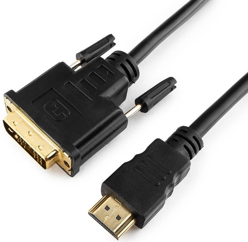 картинка Кабель HDMI-DVI Cablexpert (CC-HDMI-DVI-6) 19M/ 19M, single rank, медь, позол. разъемы, экран, 1,8 м, черный, пакет от магазина КомпьютерЦентр