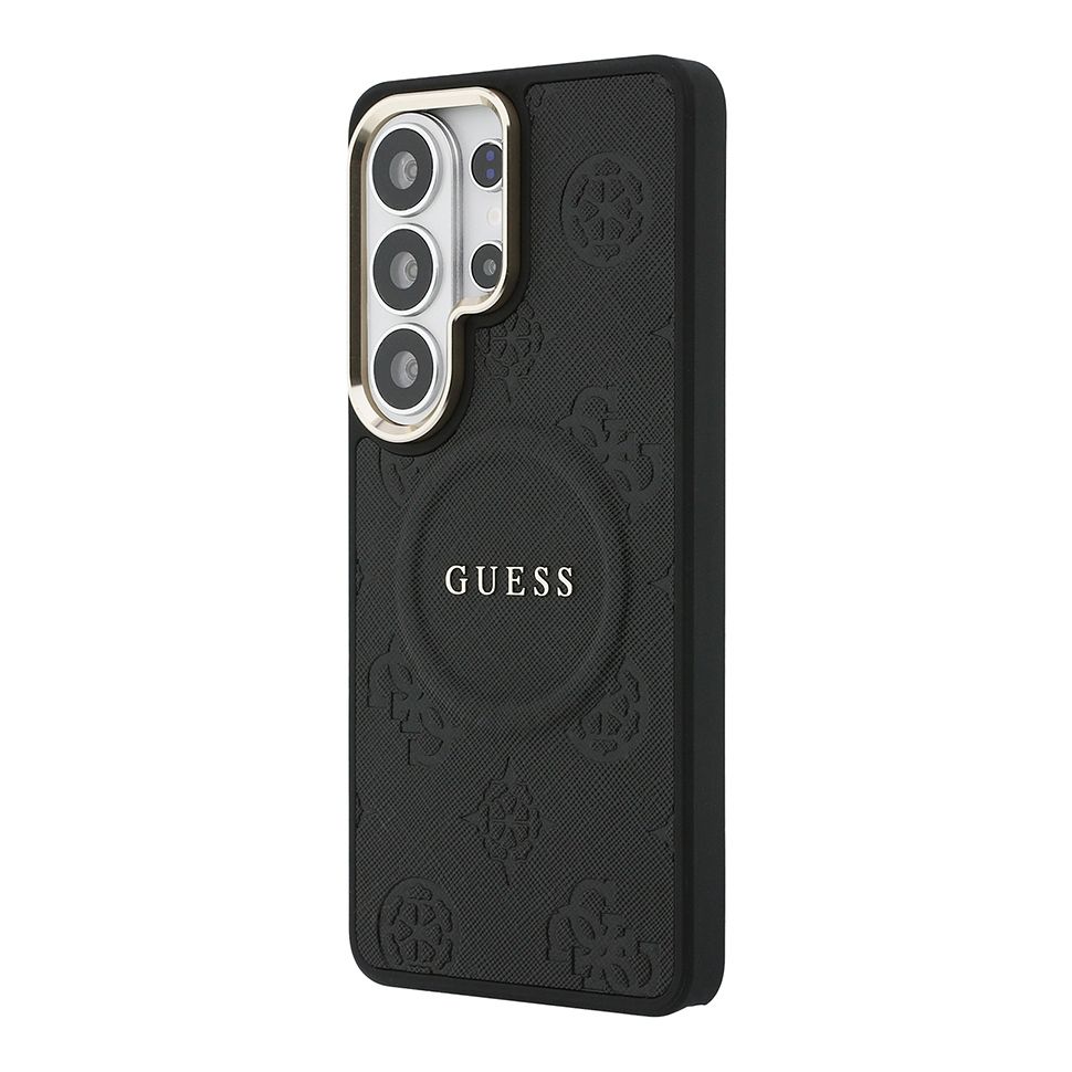 картинка Чехол Guess для Galaxy S26 Ultra PU Saffiano Peony Metal logo & Camera Hard Black (MagSafe) от магазина КомпьютерЦентр
