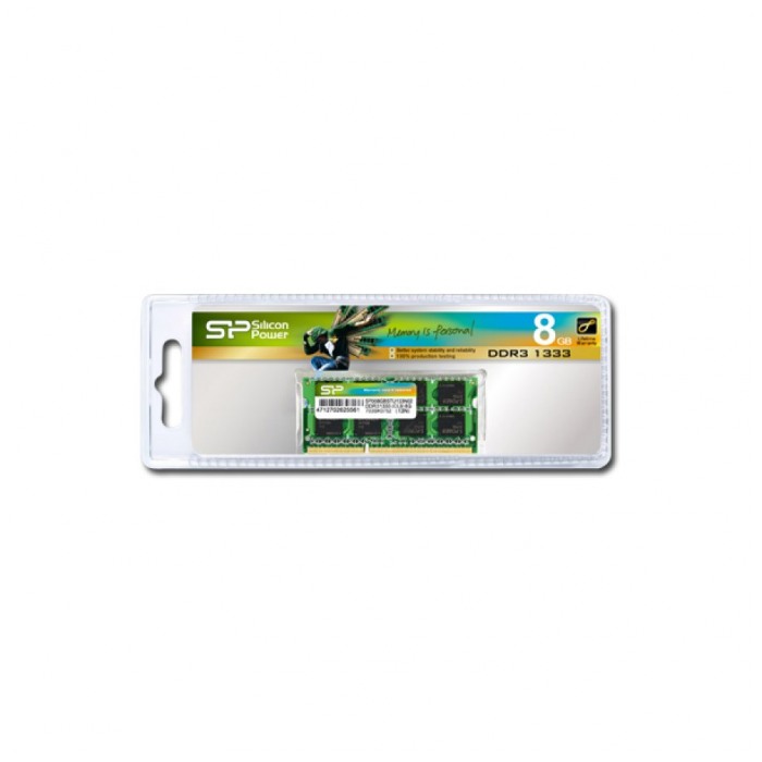 картинка Оперативная память SiliconPower SO-DIMM DDR3 8Gb 1333MHz PC3-10600 (SP008GBSTU133N02) от магазина КомпьютерЦентр