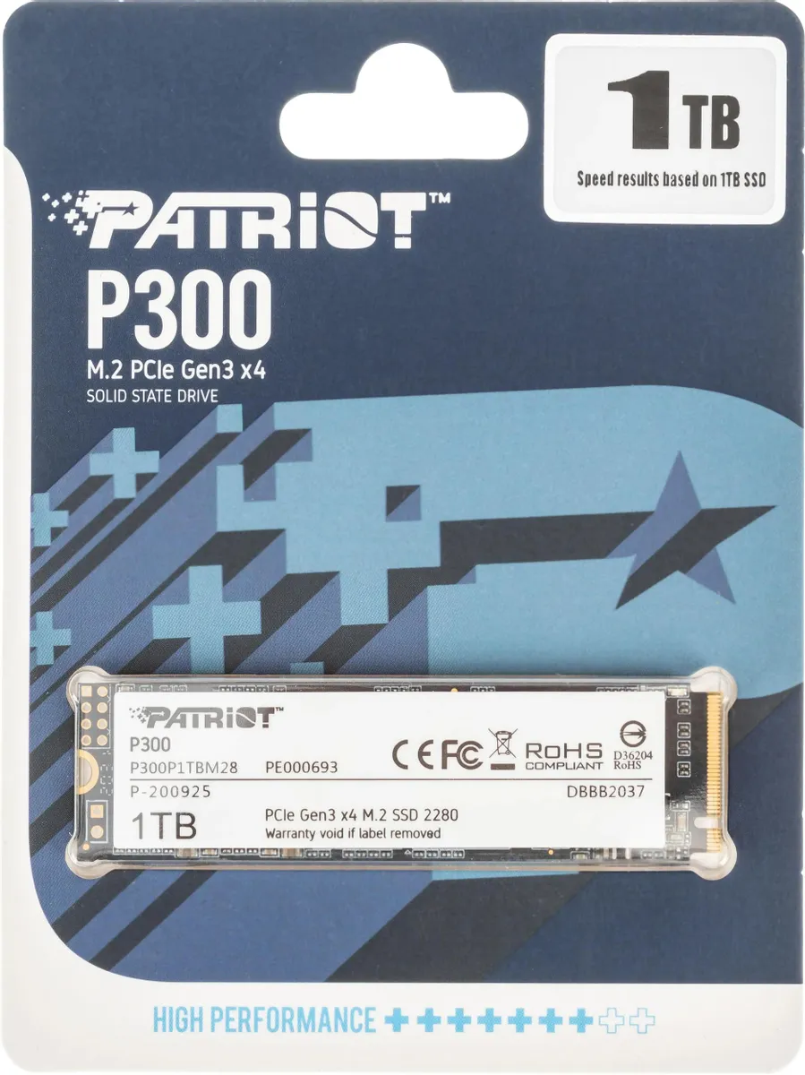 картинка SSD накопитель 1TB Patriot P300 PCI-E 3.0 x4 M.2 2280 (P300P1TBM28) от магазина КомпьютерЦентр