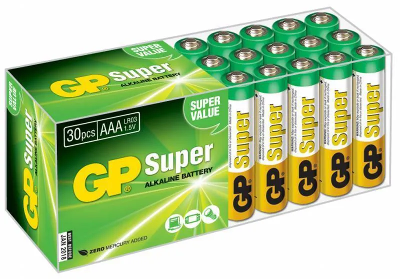 картинка Батарейки GP Super Alkaline 24A LR03 AAA (30шт) (GP 24A-B30) от магазина КомпьютерЦентр