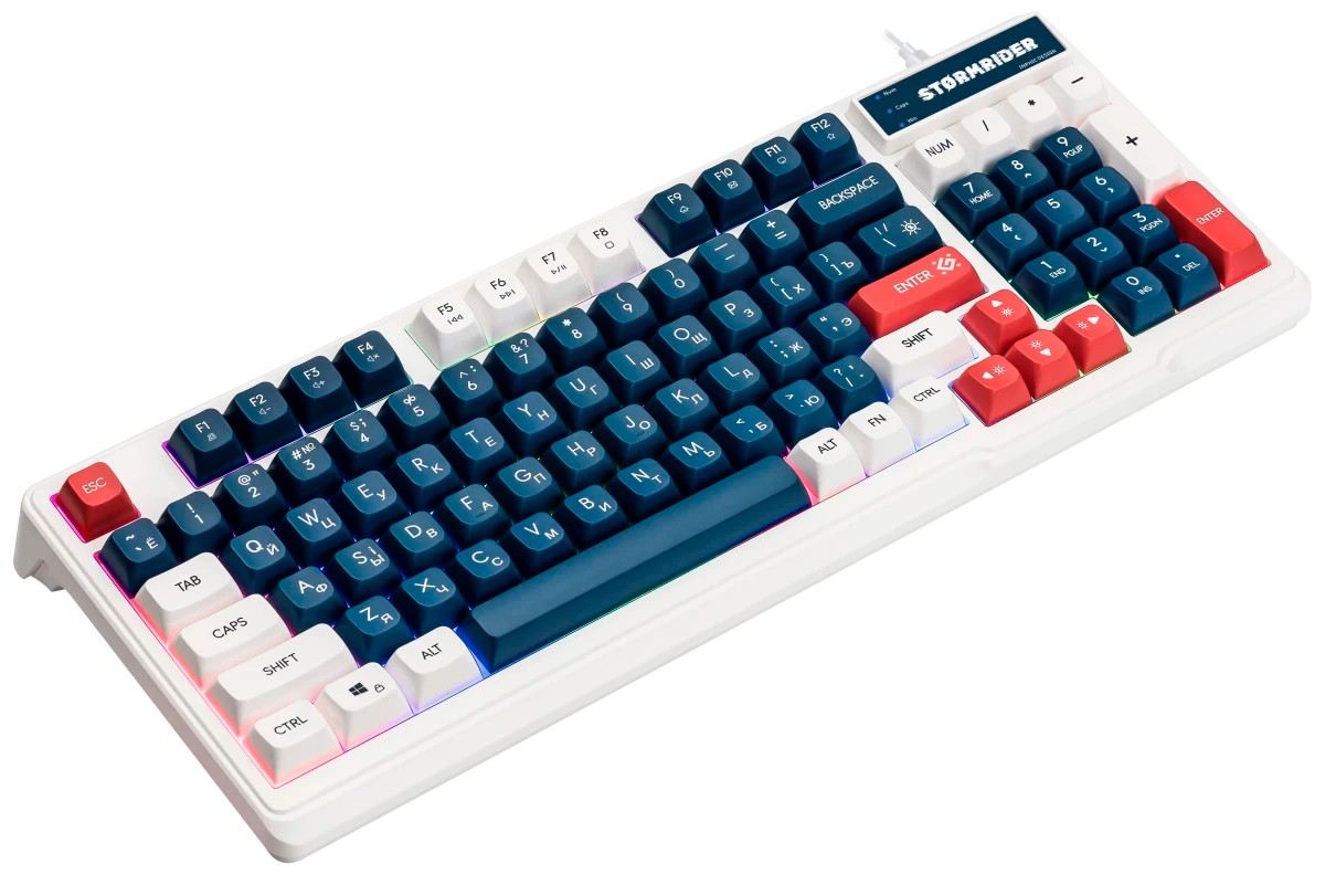 картинка Клавиатура игровая проводная Defender Stormrider GK-425 RU, бел/син от магазина КомпьютерЦентр