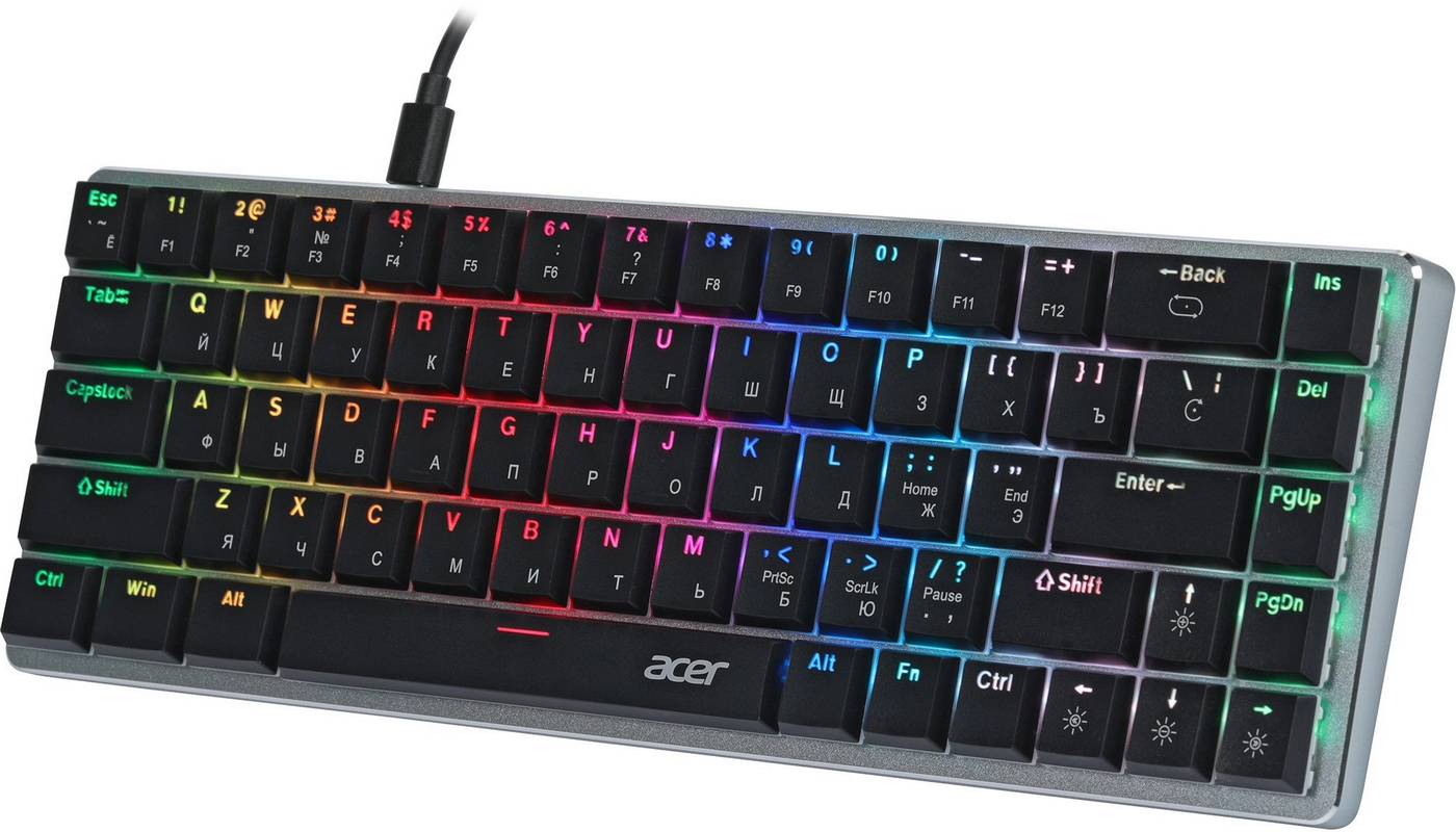 картинка Клавиатура Acer OKW302 механическая серебристый USB Multimedia for gamer для ноутбука LED (ZL.KBDCC.01C) от магазина КомпьютерЦентр