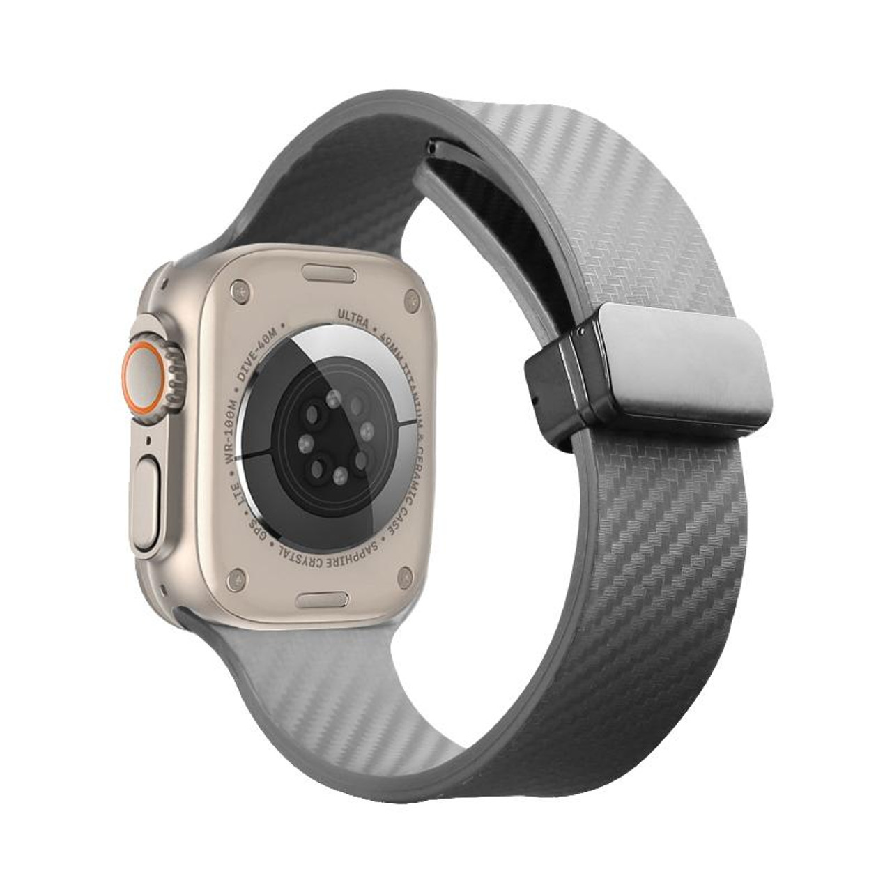 картинка Ремешок Apple watch 42/ 44/ 45/ 49mm Buckle Carbon Silicone Grey от магазина КомпьютерЦентр