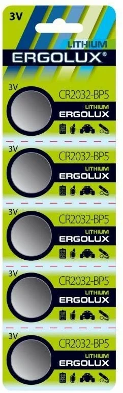 картинка Батарейка на материнскую плату Ergolux Lithium CR2032-BP5 200mAh (12051) от магазина КомпьютерЦентр