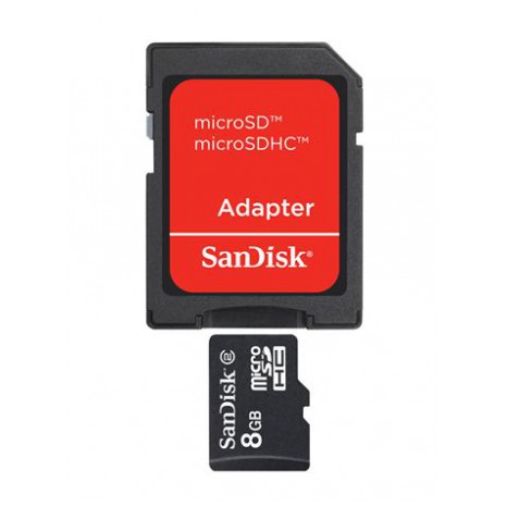 картинка Карта памяти SanDisk microSD 8Gb + SD адаптер (SDSDQM-008G-B35A) от магазина КомпьютерЦентр