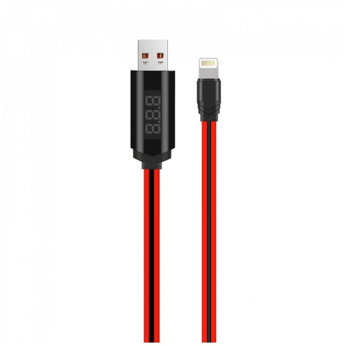картинка Дата-кабель HOCO Data Cable Lightning 100cm U29 LED Displayed timing Red (U29 Lightning Red) от магазина КомпьютерЦентр