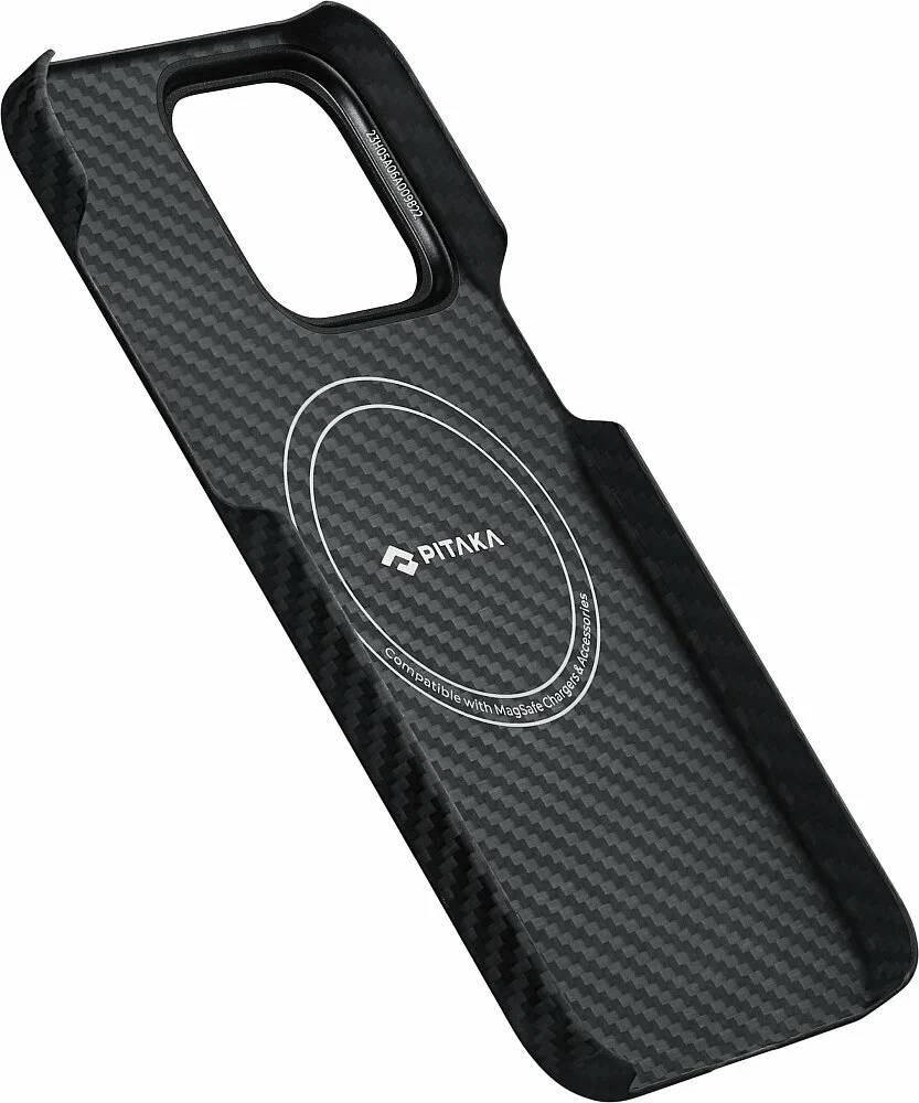 картинка Чехол PITAKA MagEZ Case 4 для iPhone 15 Pro MAX 6.7'', черный/ серый (Black/ Grey Twill) 1500D от магазина КомпьютерЦентр