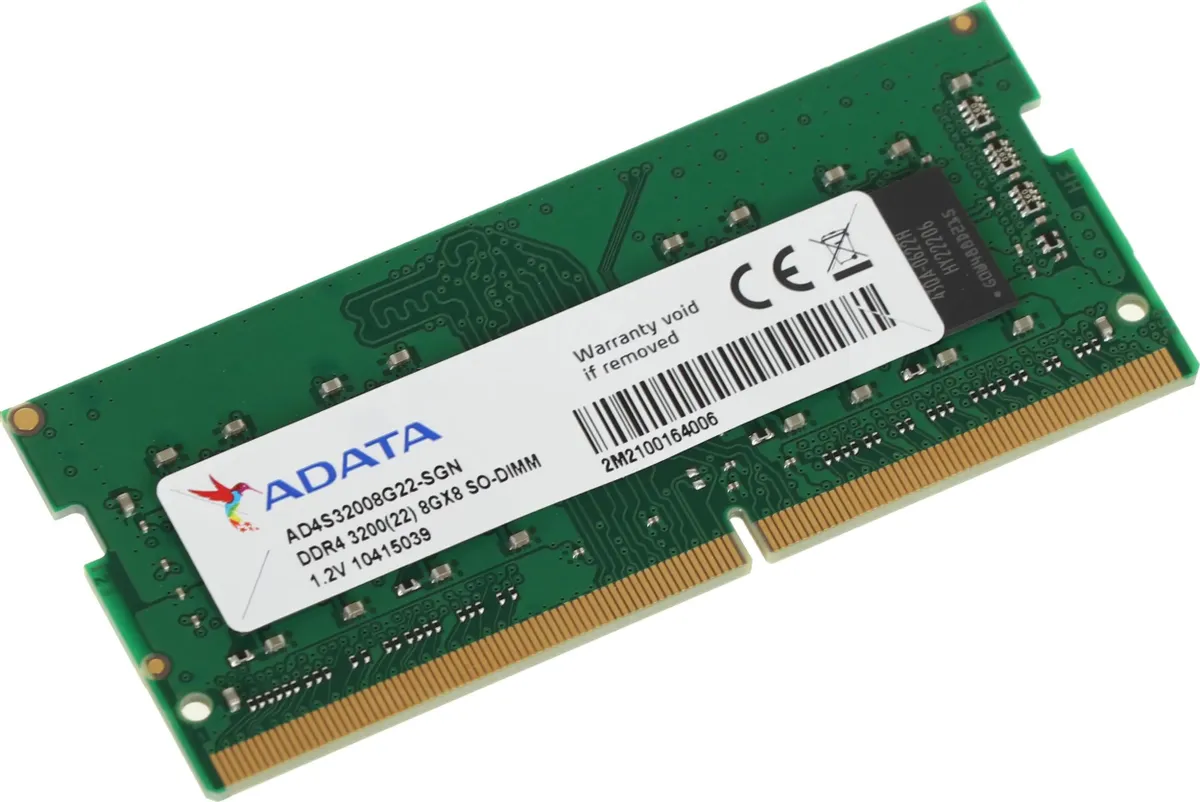 картинка SO-DIMM DDR4 8Gb 3200MHz PC4-25600 A-Data RTL (AD4S32008G22-SGN) от магазина КомпьютерЦентр