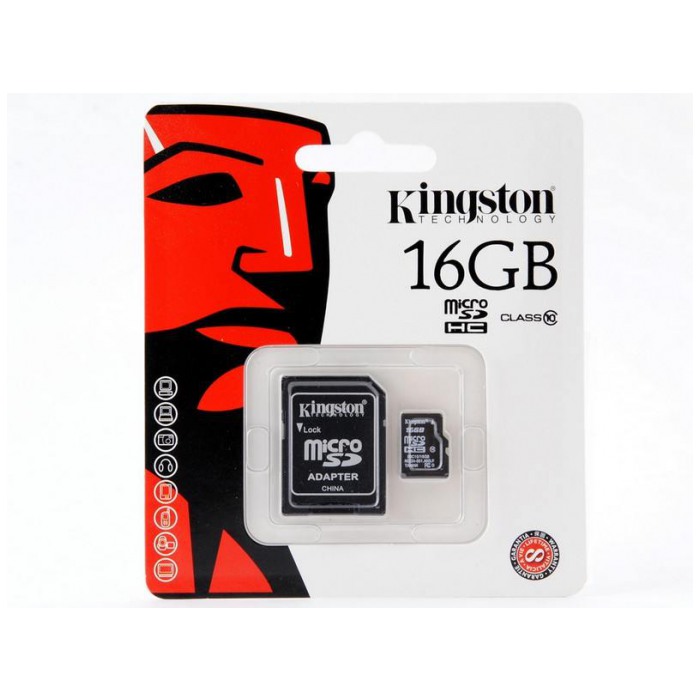 картинка Карта памяти Kingston 16Gb microSDHC Class 10 + SD Adapter (SDC10/16GB) от магазина КомпьютерЦентр