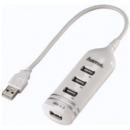 картинка HUB USB HAMA 4-port Round USB 2.0 White (39788) от магазина КомпьютерЦентр