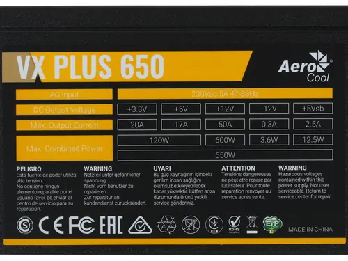 картинка Блок питания Aerocool VX-650 PLUS 650W от магазина КомпьютерЦентр