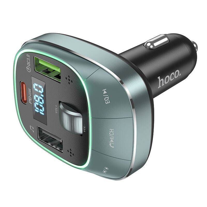 картинка Modulator HOCO E76 Pole PD45W+QC3.0 car BT FM transmitter obsidian black от магазина КомпьютерЦентр