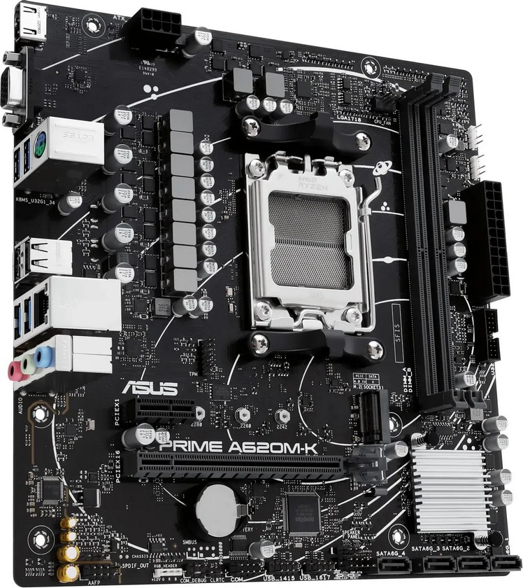 картинка Материнская плата Asus PRIME A620M-K, AM5, AMD A620, 2xDDR5, Micro-ATX от магазина КомпьютерЦентр