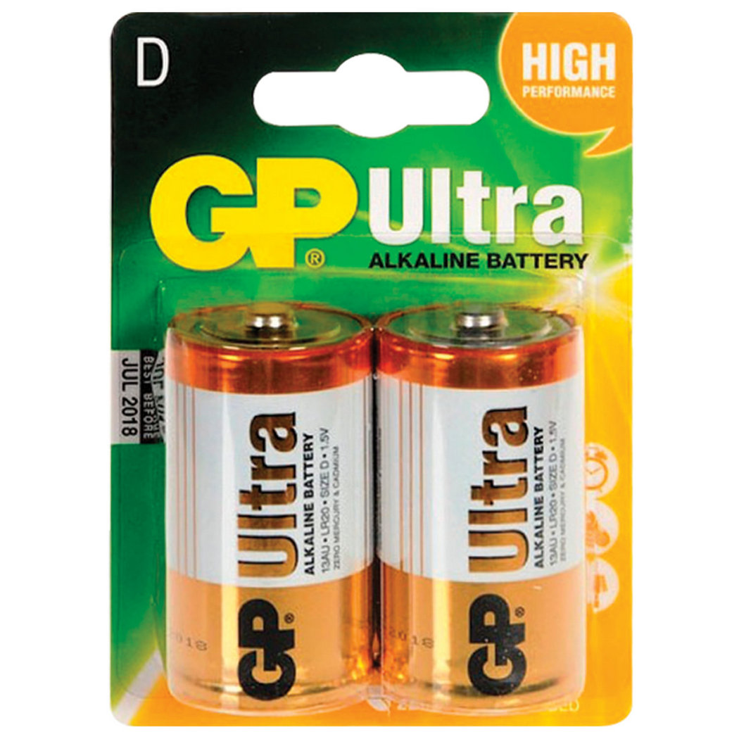 картинка Батарейка GP Ultra Alkaline (GP 13AU-CR2) 13AU LR20, 2 шт D (2 шт. в уп-ке) (GP13AU-CR2ULTRA) от магазина КомпьютерЦентр