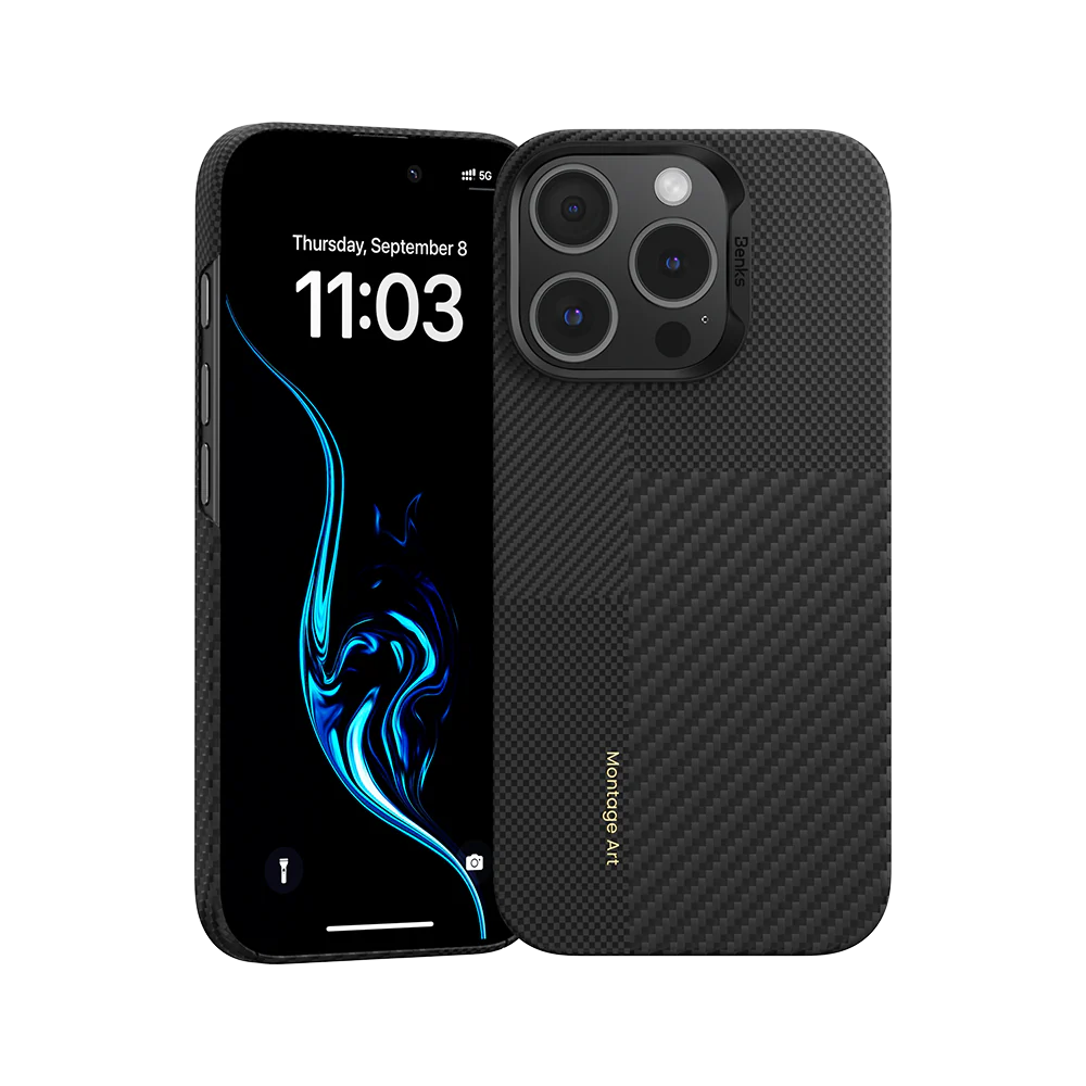 картинка Чехол Benks Montage ArmorAir Case built with Kevlar для iPhone 16 Pro Max 6.9'', Black (600D+1500D) (C.K.FL.AP.BK.M066) от магазина КомпьютерЦентр