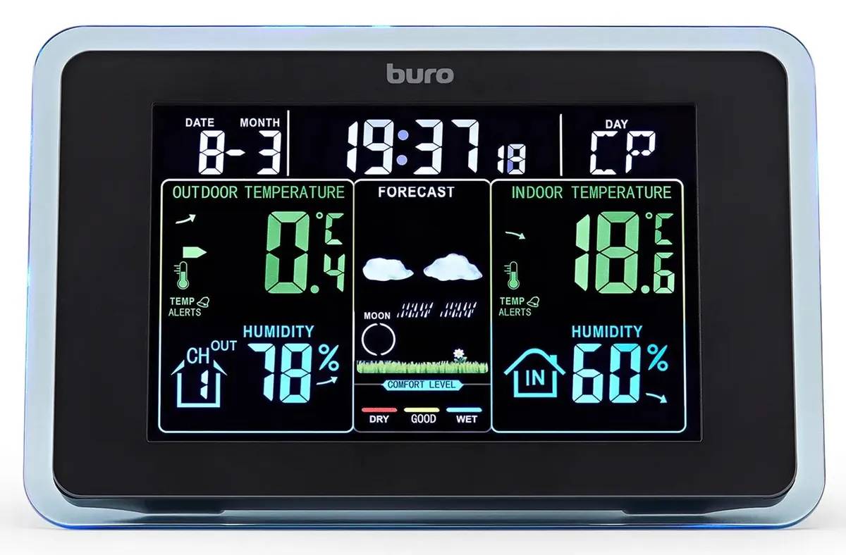 картинка Погодная станция Buro BU-WSH168-COLOR Black от магазина КомпьютерЦентр