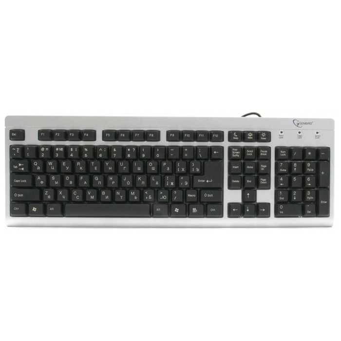 картинка Клавиатура Gembird KB-8300-SB-R Black/Silver PS/2 от магазина КомпьютерЦентр