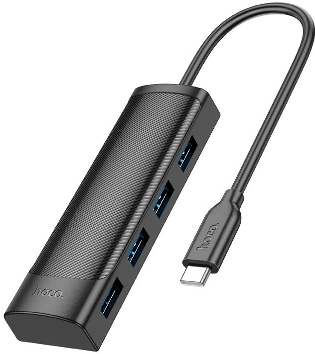 картинка HUB 4-port Hoco HB41, 4xUSB3.0, 0.2м, черный от магазина КомпьютерЦентр