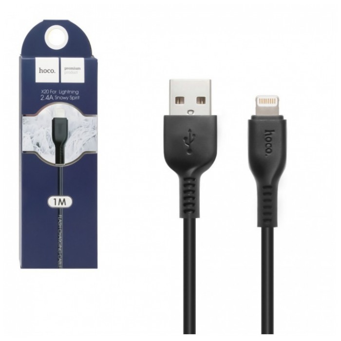картинка Кабель HOCO Lightning 100cm X20 2.4A Black (X20 Lightning Black) от магазина КомпьютерЦентр