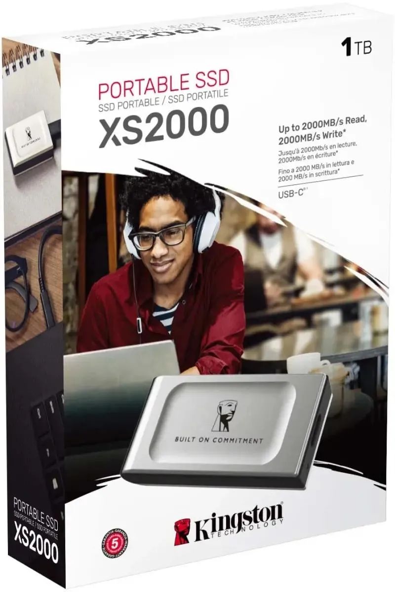 картинка SSD внешний 1 Tb Kingston XS2000, USB 3.2 Gen 2x2 Type-C, серебристый (SXS2000/ 1000GA) от магазина КомпьютерЦентр