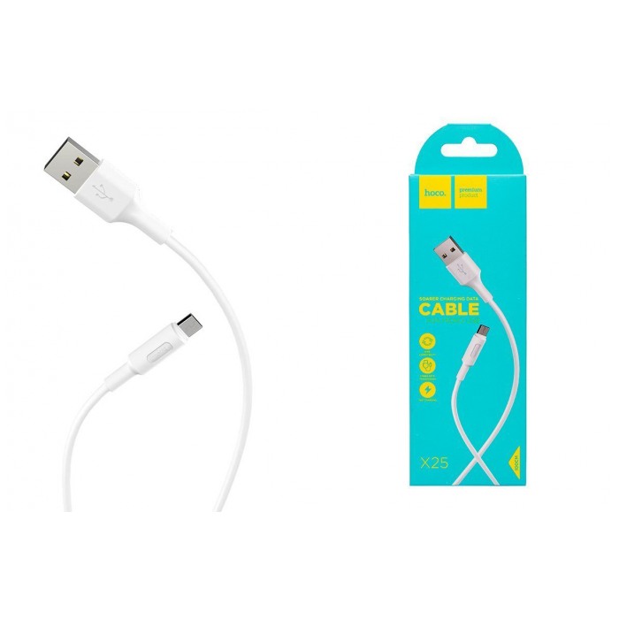 картинка Дата-кабель HOCO Data Cable Micro USB 100cm X25 Soarer 2A White от магазина КомпьютерЦентр