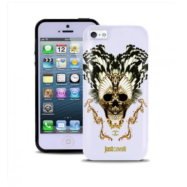 картинка Чехол Just Cavalli Plastic Cover Skull White for iPhone 5/ 5s от магазина КомпьютерЦентр