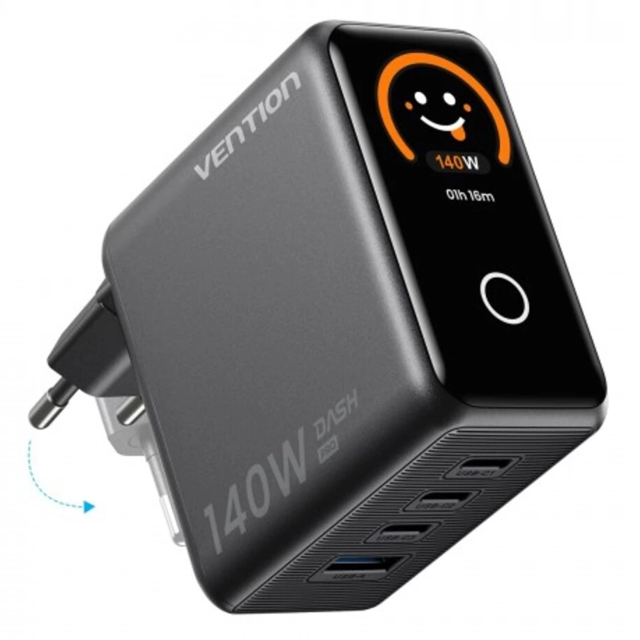 картинка Сетевое зарядное устройство Vention 140Вт 1xUSB-A+3xUSB-C, черный (TZ-FCOH0) от магазина КомпьютерЦентр