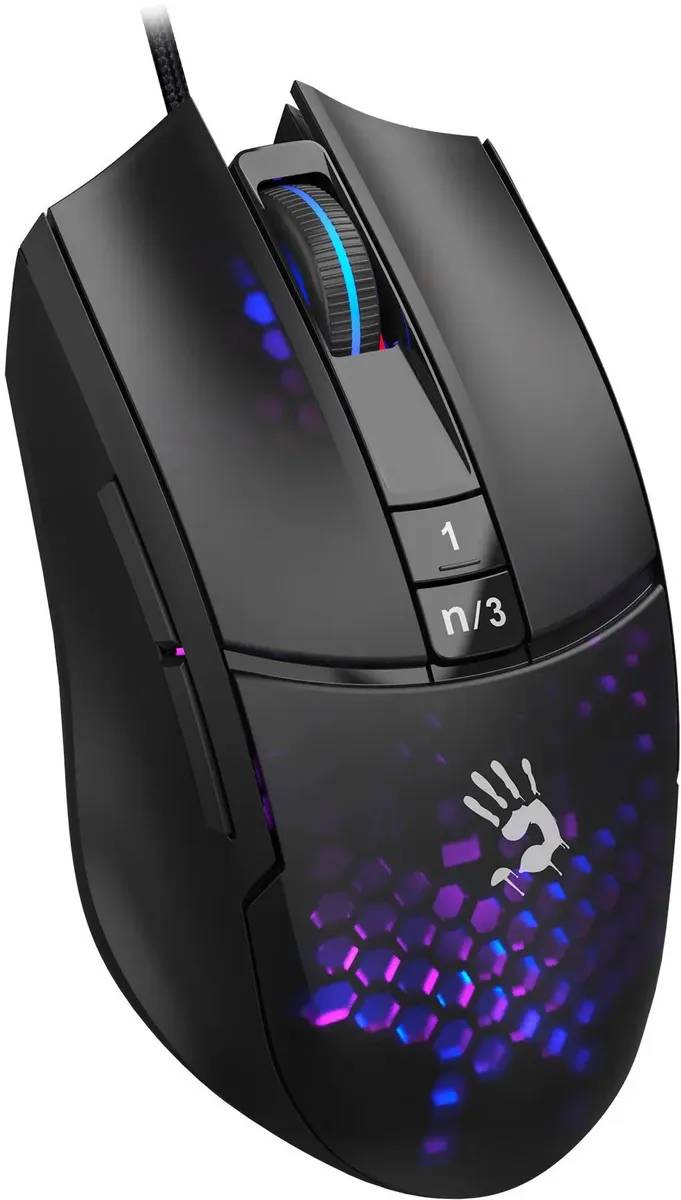 картинка Мышь A4Tech Bloody L65 Max черный/ фиолетовый L65 MAX/ HONEYCOMB от магазина КомпьютерЦентр