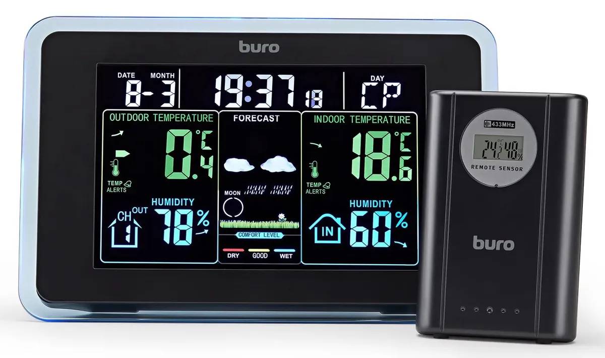 картинка Погодная станция Buro BU-WSH168-COLOR Black от магазина КомпьютерЦентр