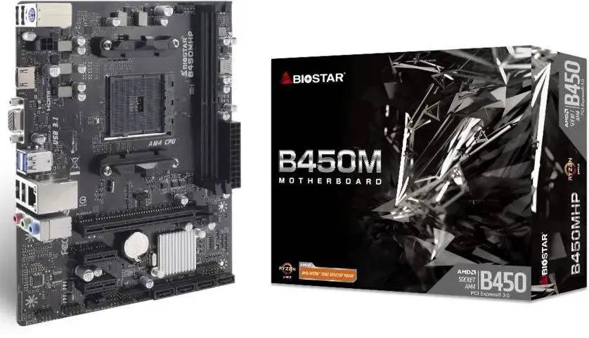 картинка Материнская плата Biostar B450MHP Soc-AM4 AMD B450 2xDDR4 mATX AC`97 8ch(7.1) GbLAN RAID+VGA+HDMI от магазина КомпьютерЦентр