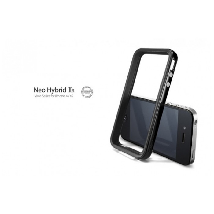 картинка Чехол SGP Case Neo Hybrid 2S Vivid Series Soul Black for iPhone 4/ 4S (SGP08359) от магазина КомпьютерЦентр