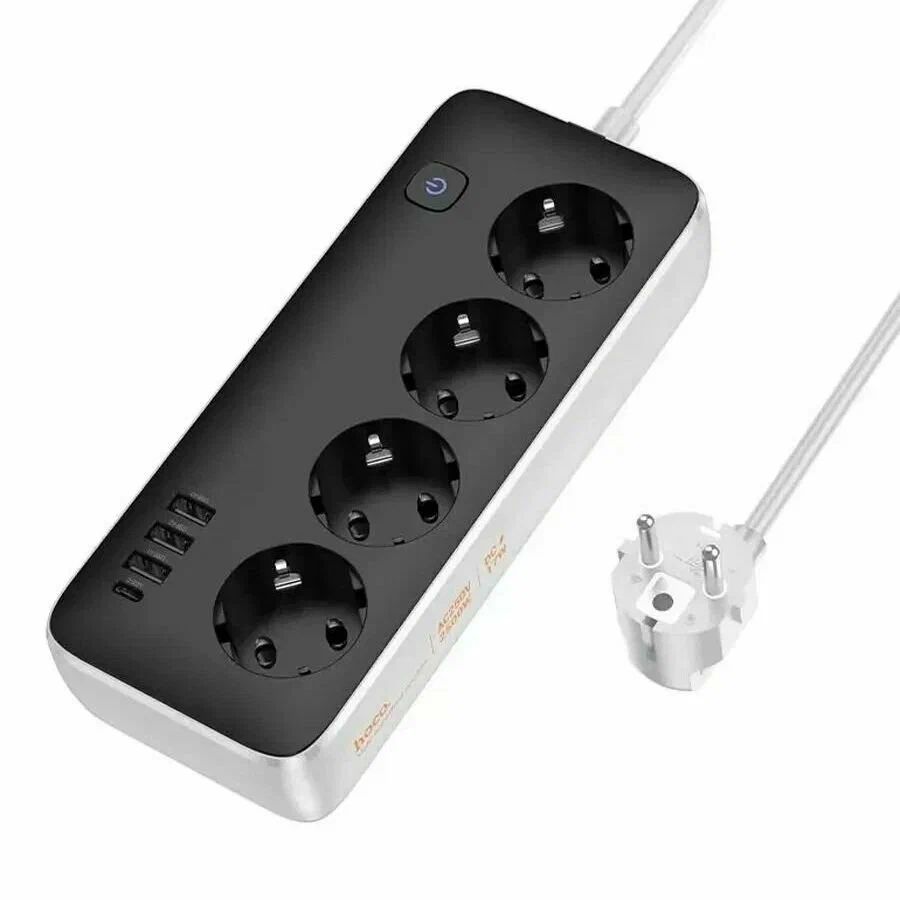 картинка Удлинитель HOCO AC21 Sunlight 4-bit(1C3A) desktop socket black от магазина КомпьютерЦентр