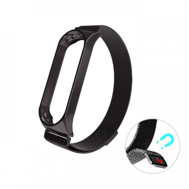 картинка Ремешок Xiaomi Mi Band 5 ''Mi Fit'' Milanese Black от магазина КомпьютерЦентр