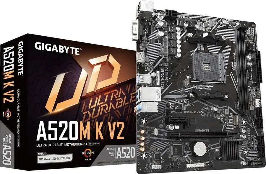 картинка Материнская плата Gigabyte A520M K V2 Soc-AM4 AMD A520 2xDDR4 mATX от магазина КомпьютерЦентр