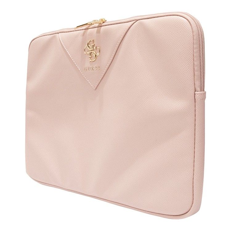 картинка Чехол Guess для ноутбуков 13''/ 14'' Sleeve PU Grained leather 4G metal logo with Zipper Pink от магазина КомпьютерЦентр