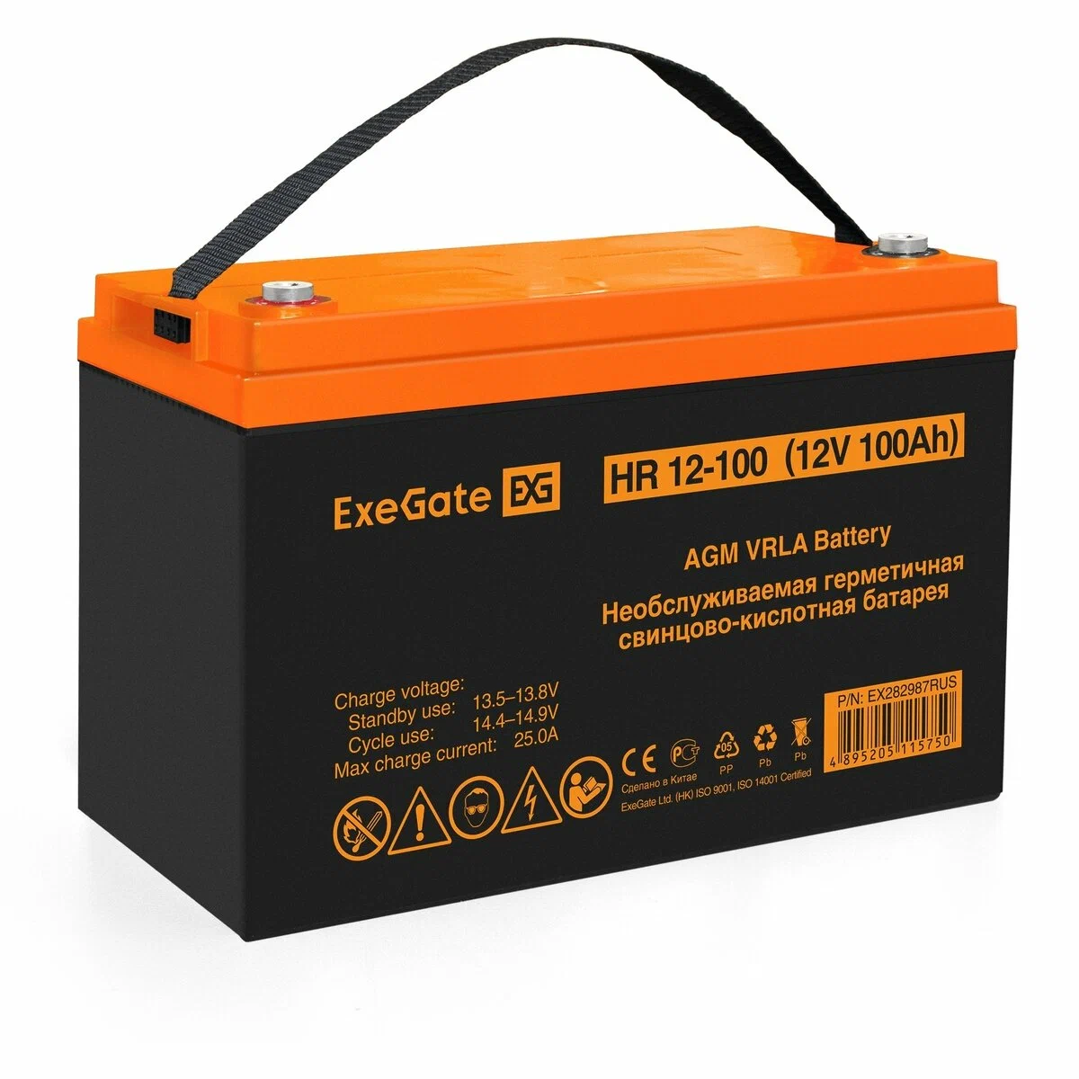 картинка Аккумулятор для ИБП ExeGate EX282987RUS HR 12-100 (12V 100Ah, под болт М6) от магазина КомпьютерЦентр