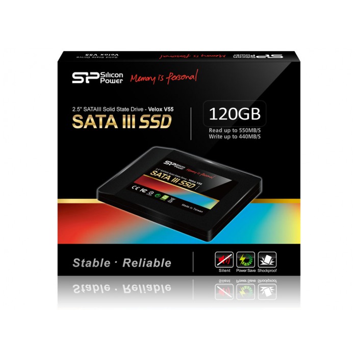 картинка SSD накопитель SiliconPower 120Gb Velox V55 2.5″ Black SATAIII+ адаптер на 3,5'' (SP120GBSS3V55S25) от магазина КомпьютерЦентр