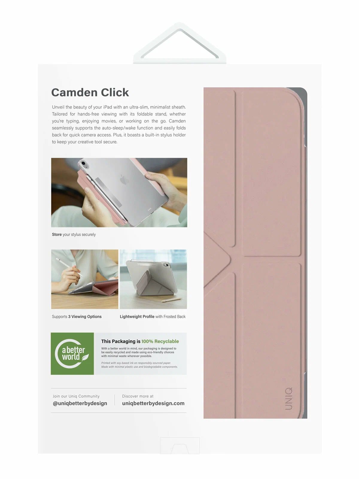 картинка Чехол Uniq CAMDEN для iPad 10.9/  11'' (A16/ 10TH GEN), цвет розовый (PINK) от магазина КомпьютерЦентр