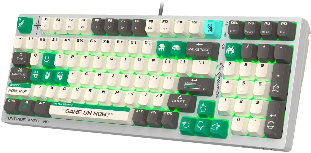 картинка Клавиатура A4Tech Bloody S98 Pixels Green механическая белый/ бежевый USB for gamer LED (S98 Pixels Green) от магазина КомпьютерЦентр