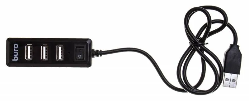 картинка HUB 4-port Buro BU-HUB4-0.5L-U2.0 USB2.0 Black от магазина КомпьютерЦентр