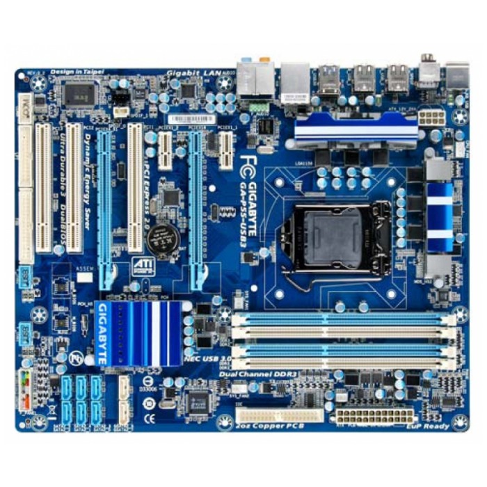 картинка Материнская плата Gigabyte GA-P55-USB3 Rev 2.0 (GA-P55-USB3) от магазина КомпьютерЦентр