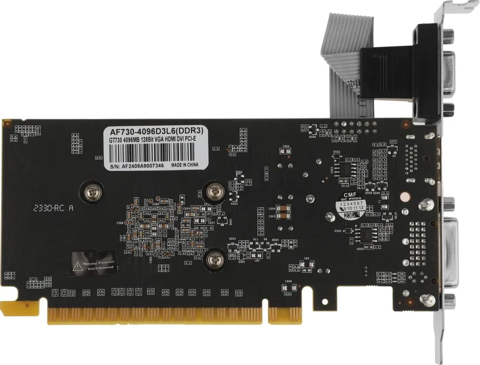 картинка Видеокарта 4Gb DDR3 GeForce GT730 AFOX 128-bit 700/ 13333 DVI/ HDMI/  CRT/  HDCP (AF730-4096D3L6) от магазина КомпьютерЦентр