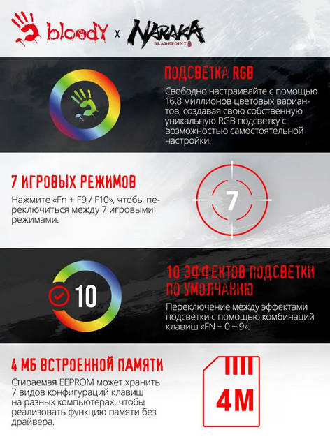картинка Клавиатура A4Tech Bloody S98 NARAKA от магазина КомпьютерЦентр