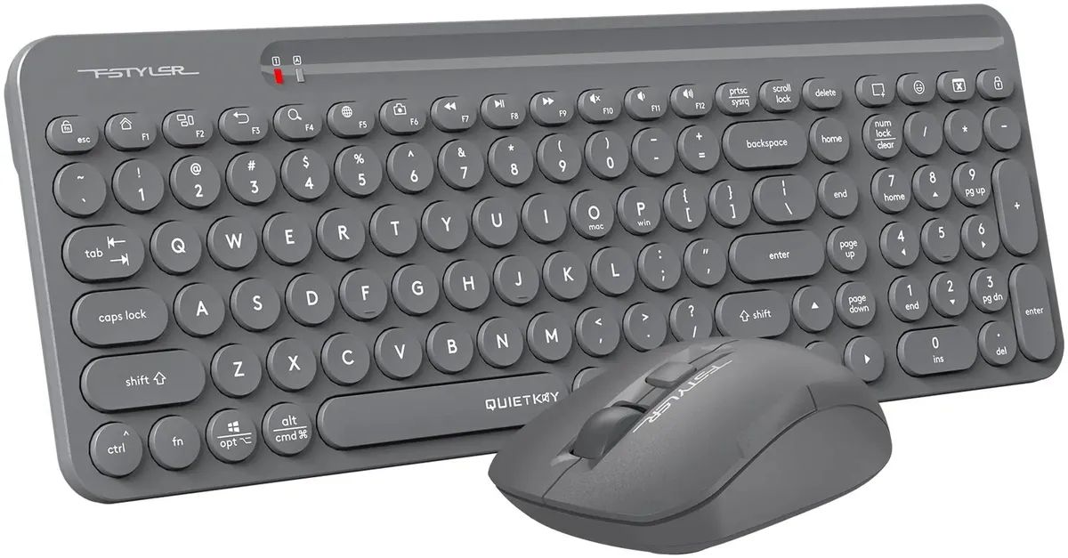 картинка Комплект A4tech Fstyler FG3300 Air2; Wireless Multimedia Gray 2000dpi (FG3300 Air2 Grey) от магазина КомпьютерЦентр