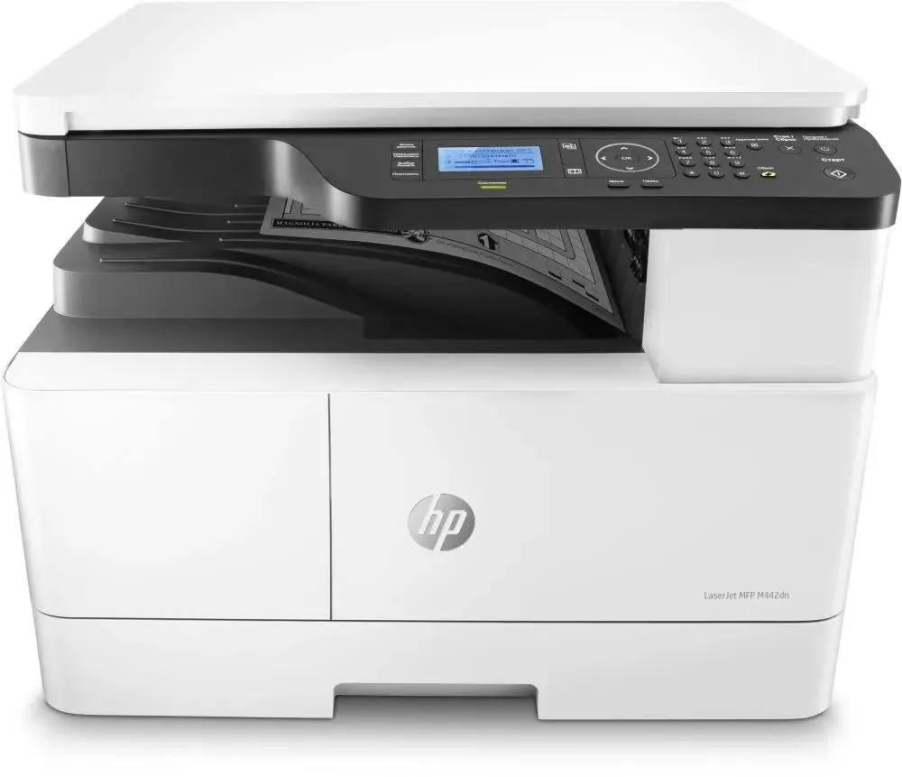 картинка МФУ лазерное HP LaserJet MFP M442dn (8AF71A#B19) p/ c/ s, A3, 1200dpi, 24ppm, 512Mb, 2trays 100+250, Scan to email/ SMB/ FTP, PIN printing, USB/ Eth, Duplex от магазина КомпьютерЦентр